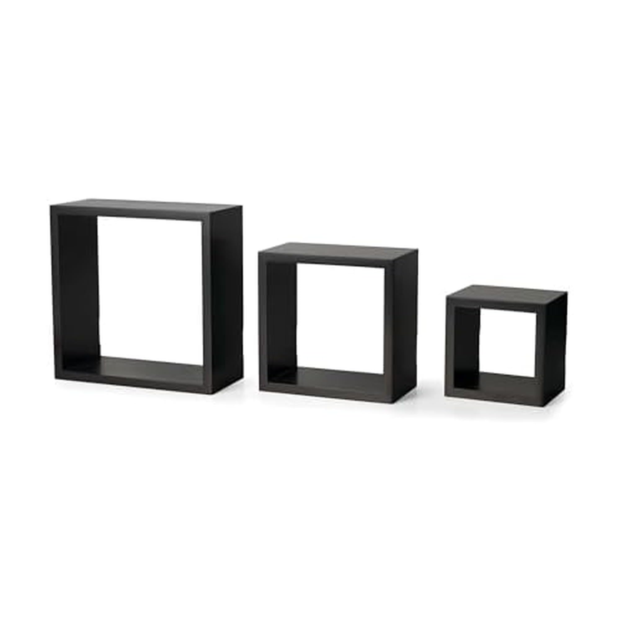Melannco Floating Wall Square Cube Shelves for Bedroom, Living Room, Bathroom, Kitchen – Wood, Set of 3, Espresso