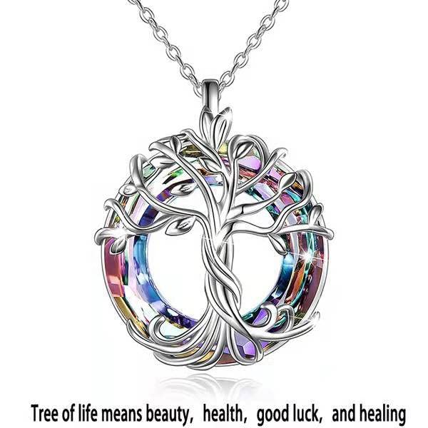Yocoyee Tree of Life Pendant Necklace with Shining Crystal Sweet Female Friendship Jewelry Gift2