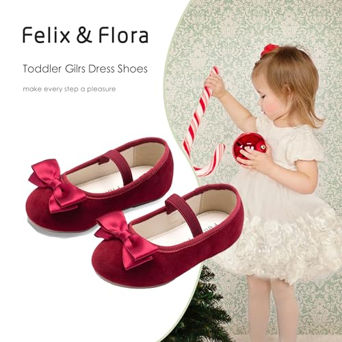 Image of Felix & Flora Toddler Flower Girl Dress Shoes - Girl Ballet Flats Party School Shoes Wedding