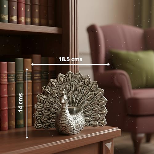 Image of Silver Plated Peacock Idol for Vastu and Home Decor | Divine Vastu Showpiece for Home & Gifting | 999 Silver Plated Decorative Idol | Auspicious Vastu Gift for Home, Weddings & Engagements
