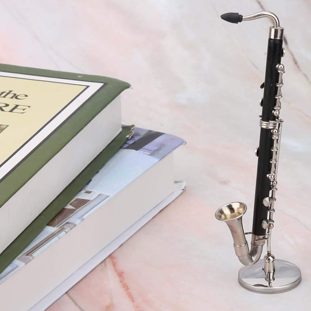 Miniature Clarinette Basse, Clarinette Noire Instrument de Musique pour Décoration de Salle et Dollhouse avec Étui