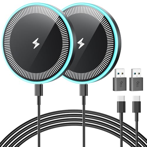 Wireless Charger 2Pack 6FT Samsung Magnetic Wireless Charger Fast Charging Pad with USB-C/A Ports for Samsung Galaxy S26 S25 Ultra/S24 FE/S23 Ultra/S22/S21/Z Google Pixel 9-7, Strong Magnet Technology