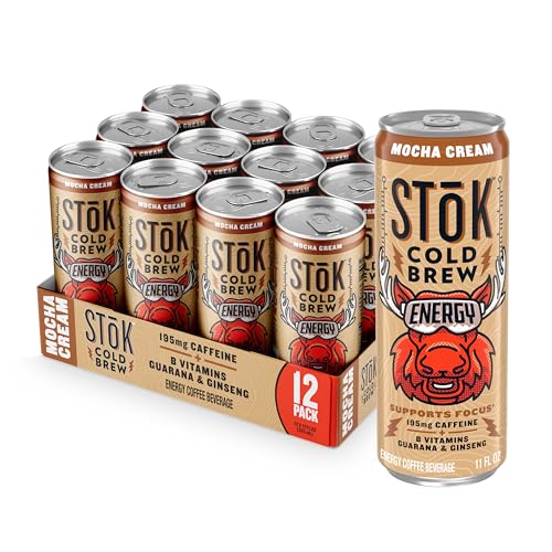 SToK Cold Brew Energy Mocha Cream, Energy Coffee Beverage with 195mg Caffeine to Help Support Focus,...