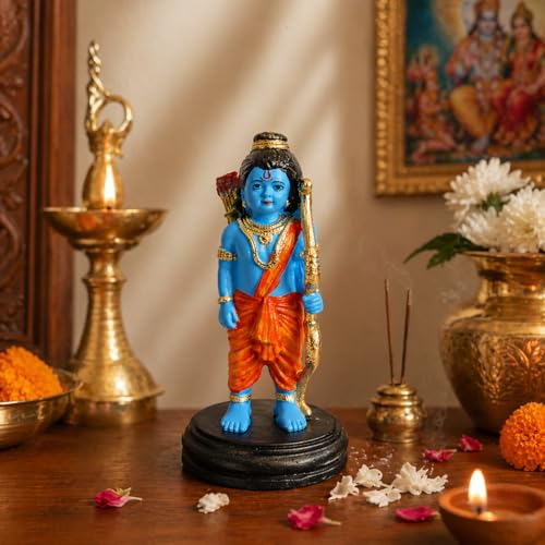 Image of eCraftIndia Lord Ram Idol for Car Dashboard Decorative Mini Showpiece for Home Temple Office Desk Spiritual Gift Compact Hindu God Murti for Vastu Dashboard Accessories