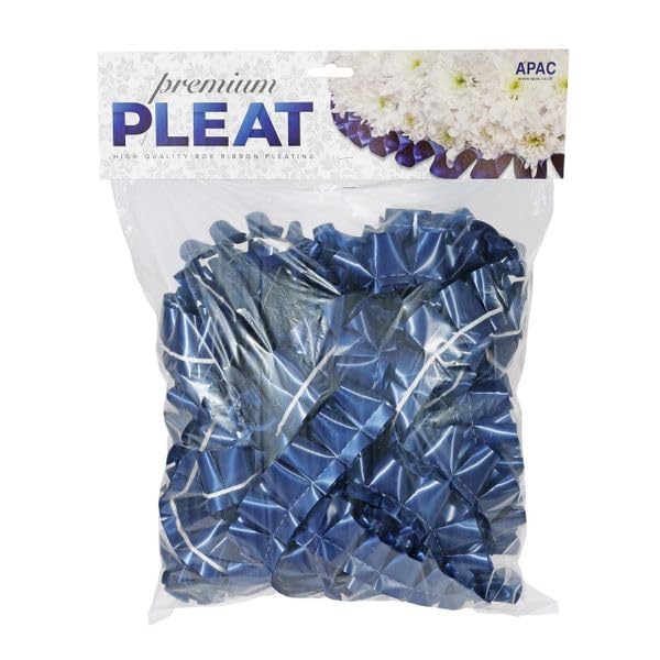 Easy Pleat Tribute Ribbon - Waterproof Poly Ribbon - Pre-Pleated Edging for Floral Tributes, Crafts & Decoration - 10m or 30m Length, 50mm Wide (Navy Blue, 50mm x 10m)