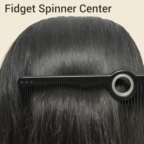Peine negro para cabello con spinner giratorio y dientes finos miniatura 7