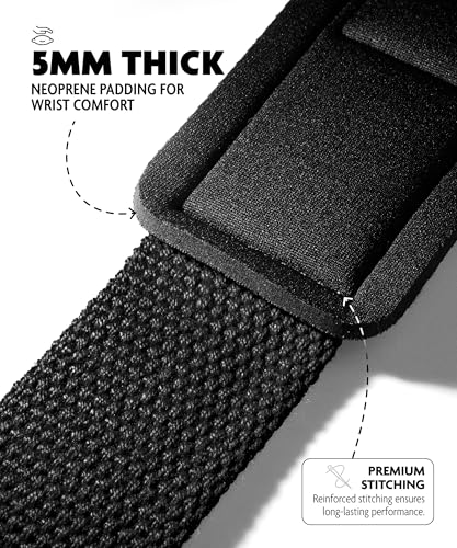 DMoose Fitness Lifting Straps - 4mm Neoprene Padded Wrist Straps for Weightlifting & Powerlifting - Cotton Lifting Strap with Silicone Grip for Men & Women - Durable Deadlift Strap for Gym Workout - Image 3