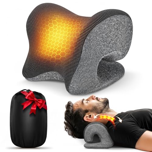 Graphene Magnetic Neck Stretcher for Deeper Pain Relief, Instant Heating Pad Cervical Traction Device Pillow, Neck Cloud for TMJ Tension Muscle Migraine, Christmas Gifts for Women, Mom, Men(Dark Gray)