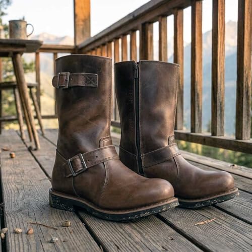 Image of Milwaukee Leather Men's Classic Leather Engineer Motorcycle Biker Boots | Premium Material, Round Toe, Rider Ready, Durable Everyday Wear