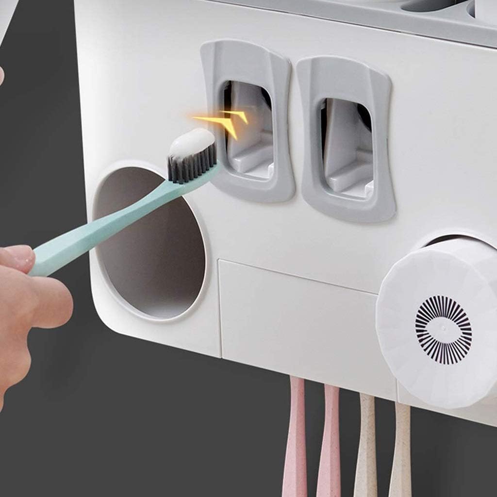 Toothbrush Holder Automatic Toothpaste Dispenser Squeezer Wall Mounted Space Saving Organizer