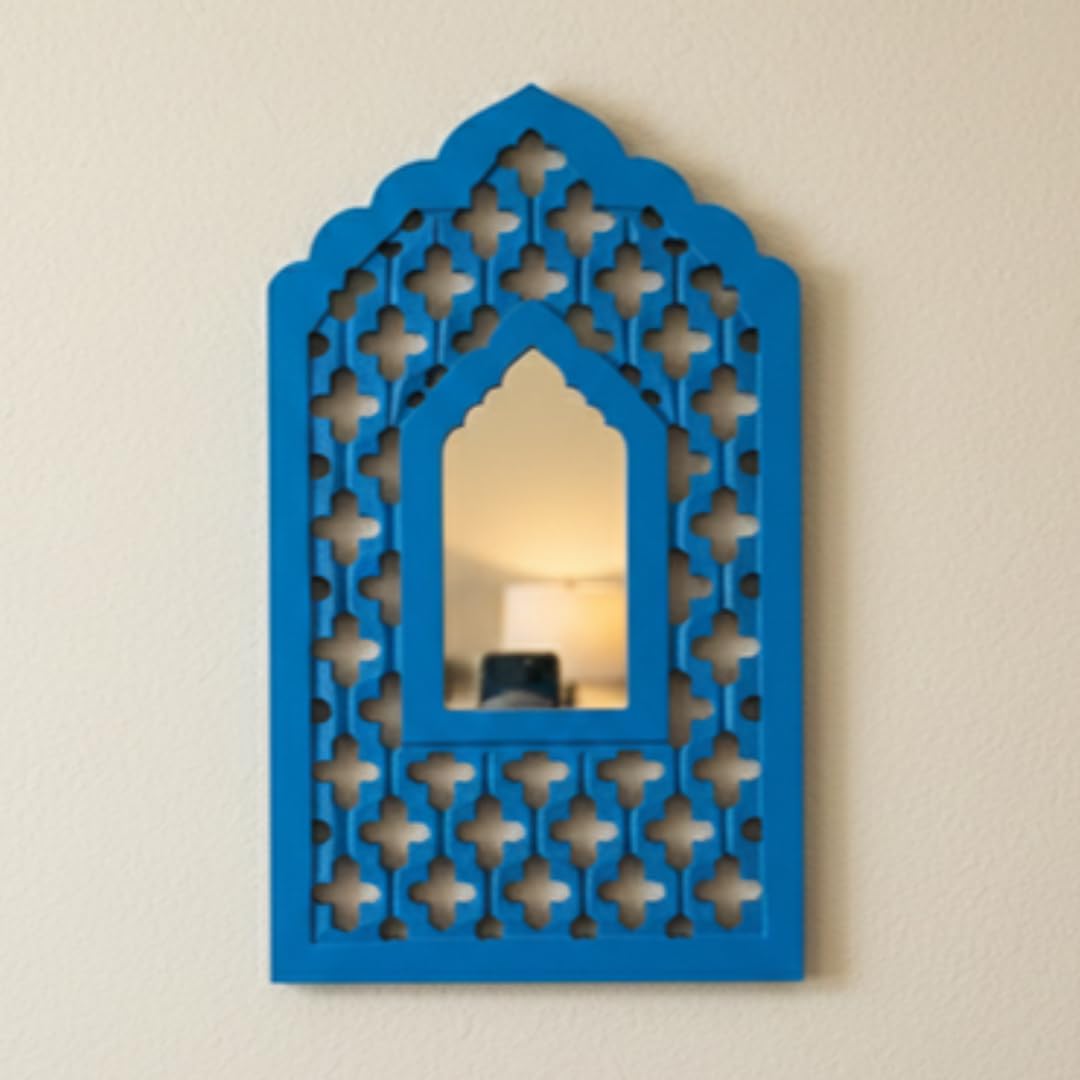 Mughal Jharokha Mirror - Handmade Wooden Wall Art -11