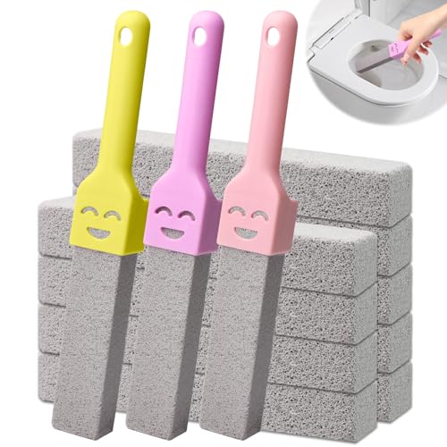 Hexizexi 12 unidades de piedra pómez limpiador de inodoro con 3 asas intercambiables, piedra pumice para inodoros, baños, cocinas, piscinas