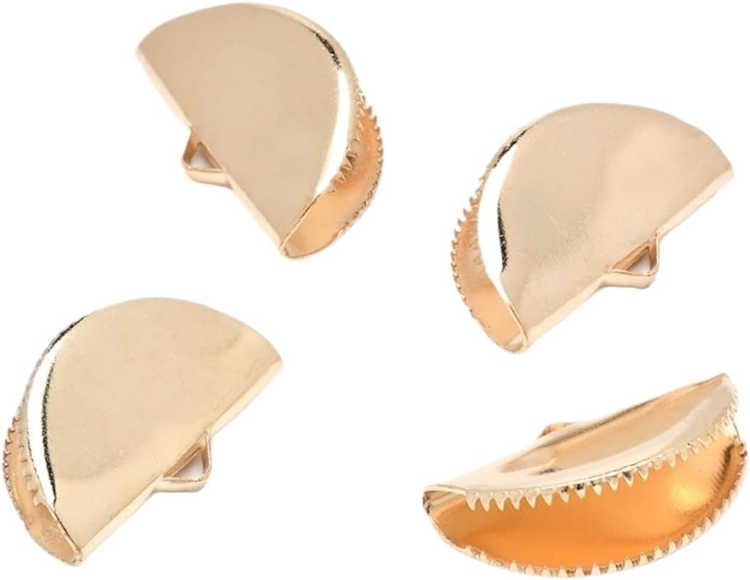 Cord Ends Caps 600pcs Metal Crimps End Caps for Tassel Leather Fastener Connectors Clasps for Earring Jewelry Making(Gold,25MM)