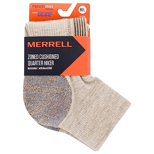 Merrell Men's and Women's Zoned Cushioned Wool Hiking Ankle Socks-Breathable Arch Support2