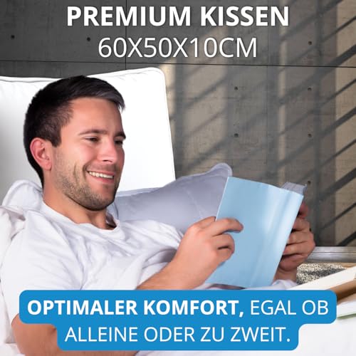 Kissen 50x60 cm Mikrofaser weich Premium Kopfkissen 50x60 Bequemes Rechteckiges Schlafkissen Anti Allergie Kopfkissen Nackenschmerzen (GARANTIE) Pillows for Sleeping Bettkissen Hotellerie Erwachsene