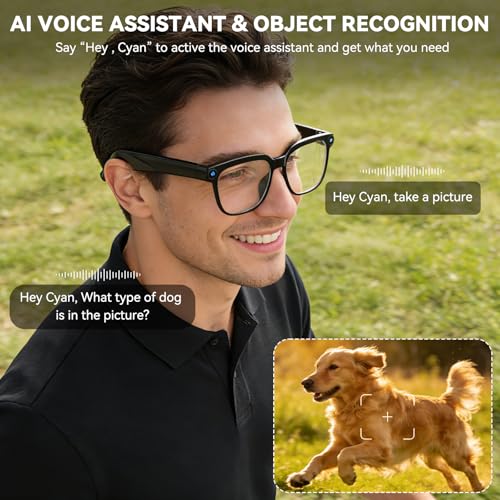 Image of AI Smart Glasses with Camera,8MP Camera Glasses,1080P Anti-Shake Video Recording, Real Time Translation,AI Voice Assistant,Object Recognition,Bluetooth Sunglasses for Men Women(Transparent Lenses)