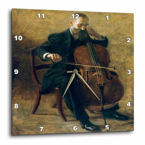 3dRose dpp_171340_3 The Cello Player by Thomas Eakins Man Sitting Playing a Cello-Wall Clock, 15 by 15-Inch