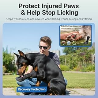 JURUAA Dog Booties for Injured Paw,Breathable Wound Recovery Boots, Dog Socks to Prevent Licking Paws,Waterproof Wound Protector,Feet Cover Bandage Shoe Large