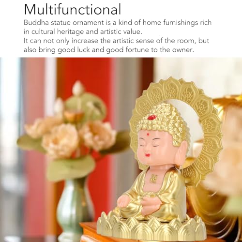Estatua solar Buda muñeco cabeceante para decoración miniatura 2