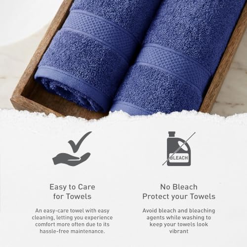 Image of MYTRIDENT Hand Towel | Urban Comfort | Quick Drying | Travel Friendly | for Men /Women | 2 Pc Hand Towel (40 cm x 60 cm) | 100% Cotton 450 GSM - Navy