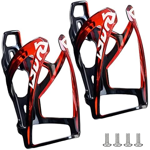 Suruid Bike Bottle holder,Drink Holder for Bike,Bicycle Water Bottle Cage Lightweight and Strong with Screws,Cycling Accessories - 2 Pack(Black Red) Cover