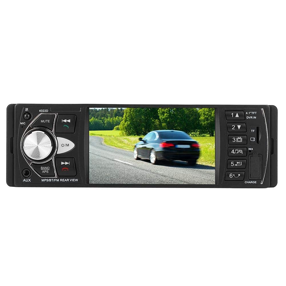 Jugador mp5-Qiilu Radio de Coche de 4.1 Pulgadas con Bluetooth, Reproductor Multimedia MP5 Manos Libres, Pantalla táctil capacitiva, micrófono Integrado Compatible con BT TF USB FM