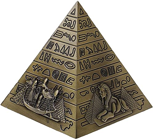 Joylern Egyptian Pyramid Figurine Metal Pyramid Statue Building Statue Desk Ornament for Souvenir Gift - Bronze