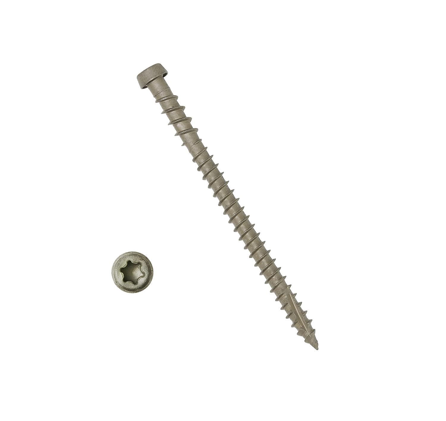 YYL,Composite Decking Coated Wood Screw, 10x2-3/4",Star Drive,Torx 20, Type 17 Slot Point,Wood Screw,1 Free Bit Included (#10x2-3/4", Stone Gray, 75) — image 1