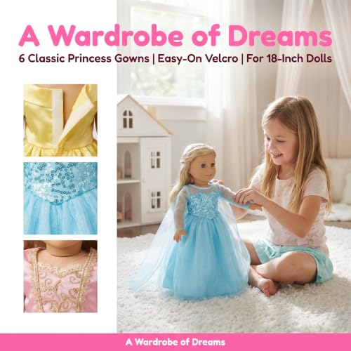 American 18 inch Doll Clothes Accessories -6Pcs Different Princess Costume Gift Fits All 18-inch Girl Dolls — view 6