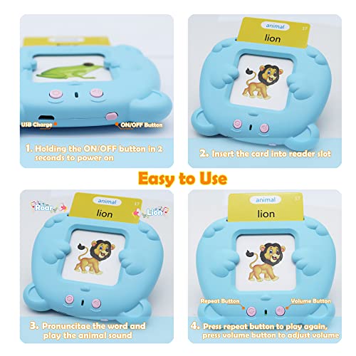 Mayaphilos 510 Words Alphabet Talking Flash Cards For 3-8 Years Toddlers, Educational Learning Interactive Toy For Boys Girls Kids Birthday Gifts, Preschool Montessori Speech Therapy Autism Toys Blue #TOP2