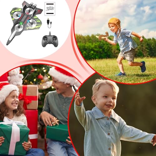 2.4GHz Foam Plane Drone Remote Control Plane RC Plane For Kids Foam RC Fighter Airlane For Adults With LED Light And 2 Modes To Fly Rechargeable Aircraft Games - Image 5