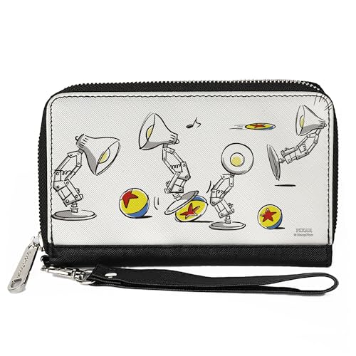 Buckle-Down Women's PU Zip Around Wallet Rectangle, Pixar Luxo Lamp and Ball, 7.5