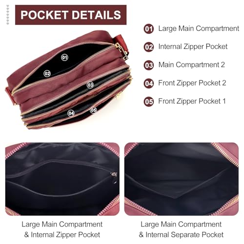 Image of Medium Nylon Crossbody Bags for Women Trendy Crossbody Purses Travel Large Cross Body Bag Quilted Purse