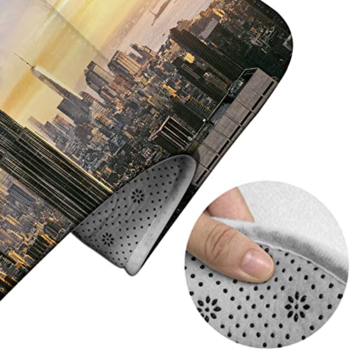 Badezimmerteppich-Set, 3-teilig, Empire State Building Sunset, waschbare Badeteppiche, rutschfest, mit Rückenpolster, Konturteppich und Toilettendeckelbezug – Bild 5