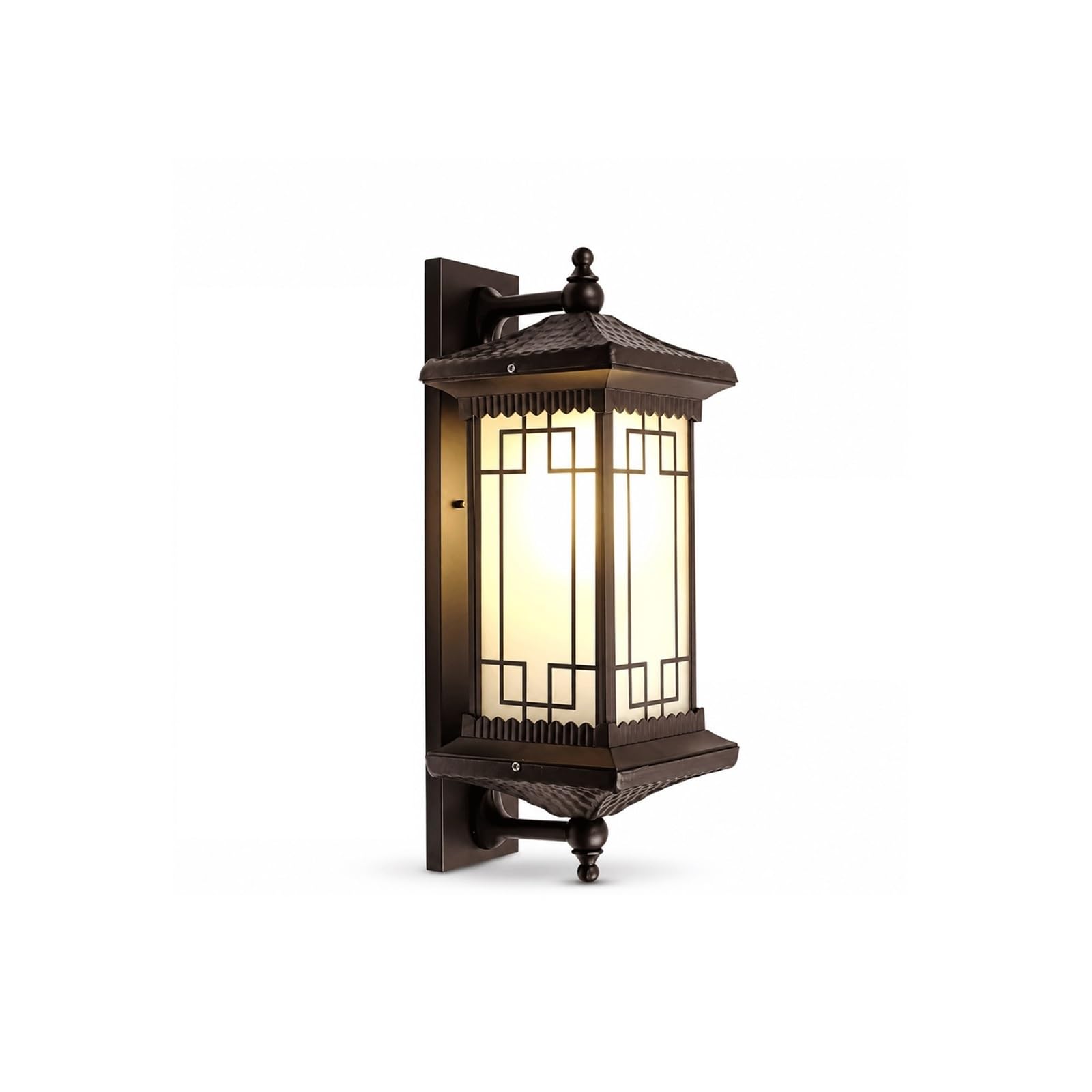 OZBMA Postmodern LED Outdoor Wall Light, Coffee Gold Lantern, IP65 Waterproof Die-Cast Aluminum Exterior Sconce with Frosted Glass, Lighting Fixtures for Villa Patio Garden Porch Threshold