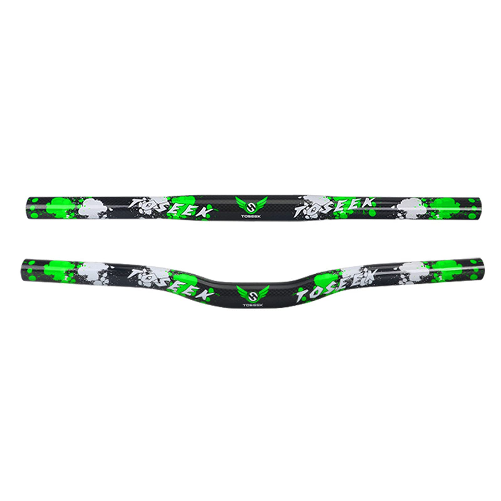 Guidon de Vélo VTT Fiber de Super Léger en Carbone Guidon Droit/Riser 25.4mm 380/400/420/440/460/480/500/520/540/560/580mm, pour VTT Vélo De Route Vélo,Flat Green,480mm