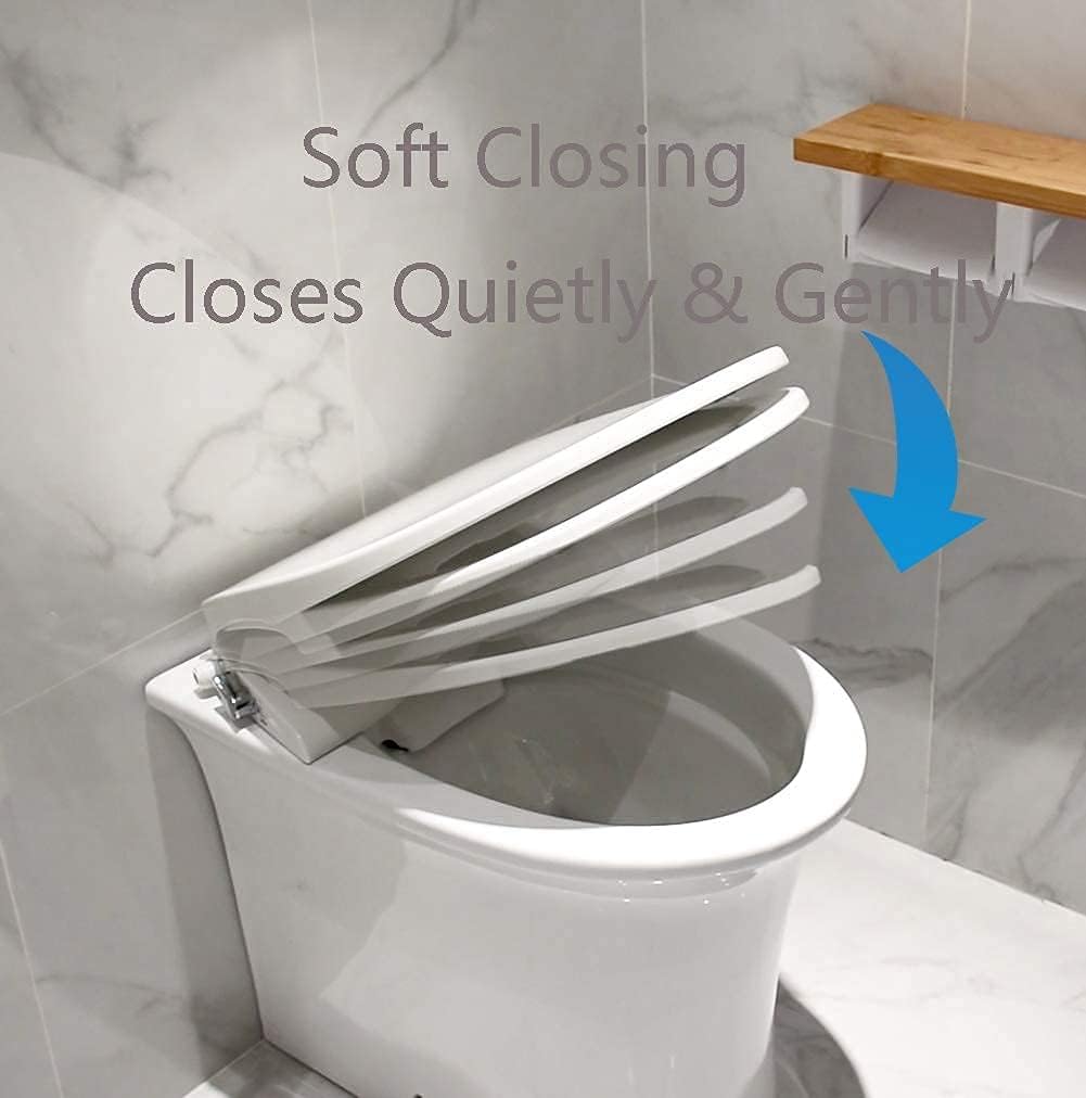 Prоmо 40% оƒƒ HOXIYA White Non-electric Elongated Bidet Toilet Seat with Quiet-Close Lid And Seat, Dual Patterns Nozzles, Rear & Feminine Washing,Adjustable Water Spray Pressure