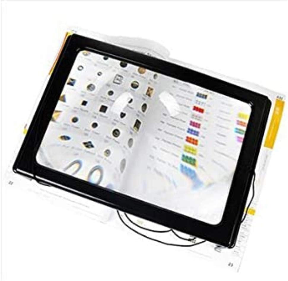 LED A4 Full Page Large Hands Free Magnifier 3X Magnifying Glass Lens Reading w/ Cord