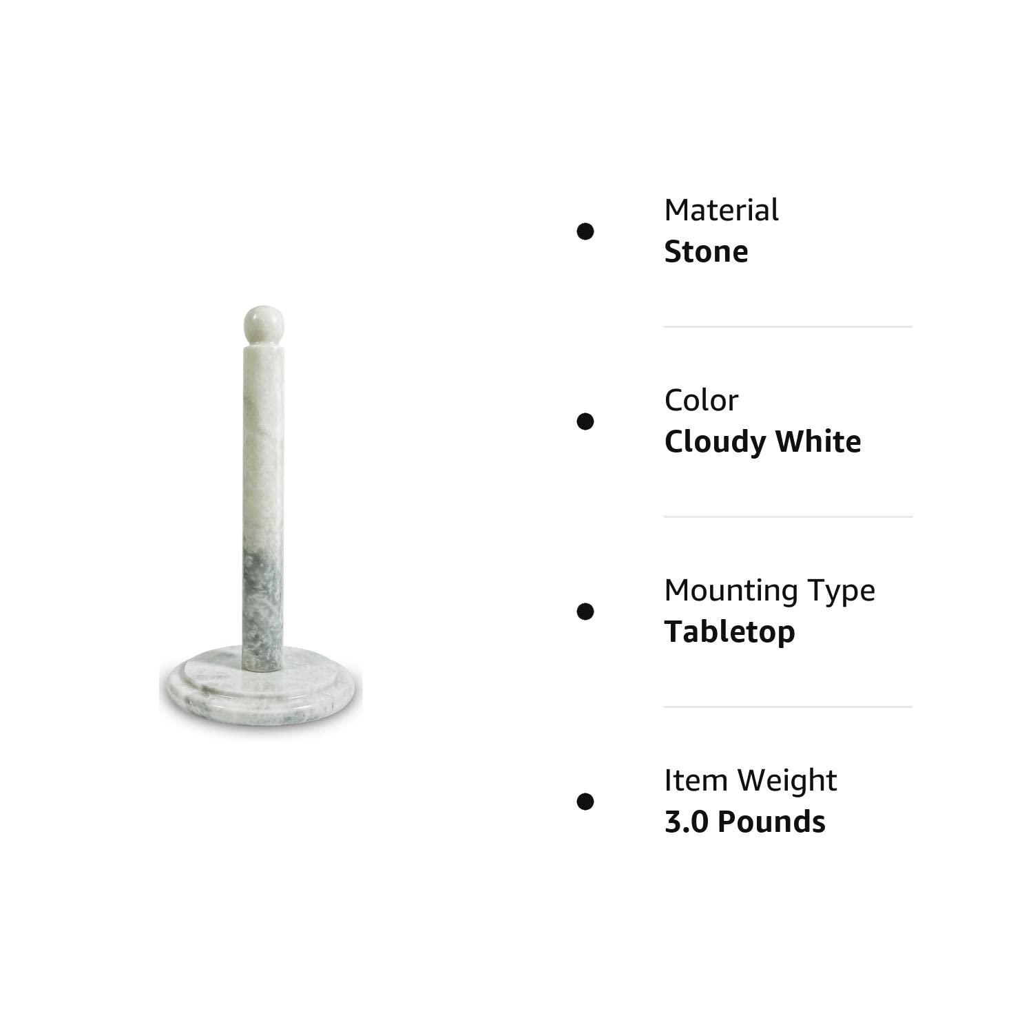 TheWolfard Luxury Handmade White Marble Paper Towel Holder Stand for Kitchen Countertop, Dining Table, Cabinet, Bathrooms & Housewarming Gifts., Cloudy White, 6x6x12 (PTH2021)