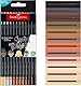 Faber-Castell 116414 - Buntstifte hautfarben Black Edition, 12er Kartonetui, bruchsicher, dreikant, Skin Tones