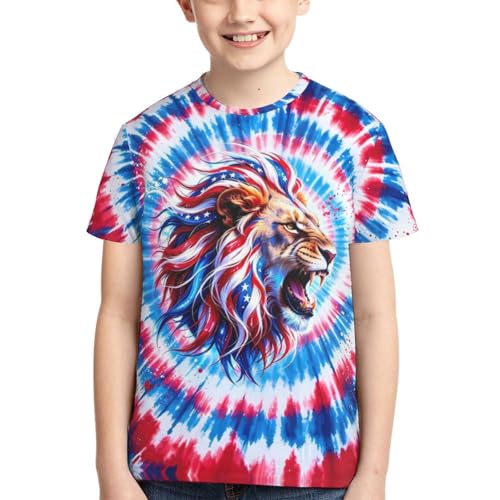 Image of Big Kids Tie Dye Shirt for Boys Girls Short Sleeve Hippie Tshirt Senior Tee