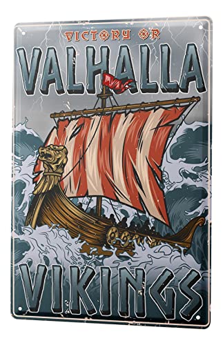 Blechschild Retro - Vintage Metall-Poster für das Wohnzimmer - Wikinger Schiff Motiv - 20 x 30 cm Cover