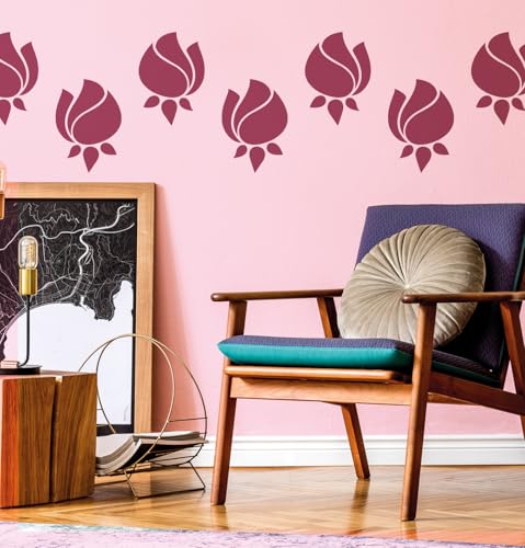 Asian Paints Royale Play Decor Stencil for Wall Painting | Rose Design | Reusable Stencil Painting for Home Decoration