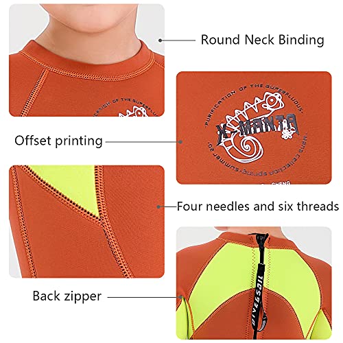 Fdrirect Conjunto completo de roupa de mergulho para meninos, manga comprida de 2,5 mm de neoprene,