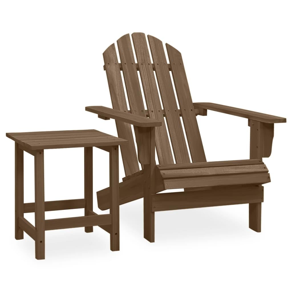 vidaXL Abeto Macizo Silla con Otomana y Mesa Jardín Adirondack Asiento Sillón Patio Terraza Balcón Exterior Tumbona Muebles Estable Marrón