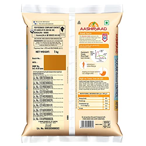 Image of Aashirvaad Sugar Release Control Atta, 1kg
