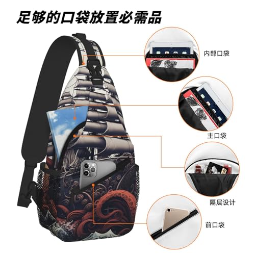 Bolso Tipo Sling Para Hombre y Mujer Negro Resistente Agua miniatura 6