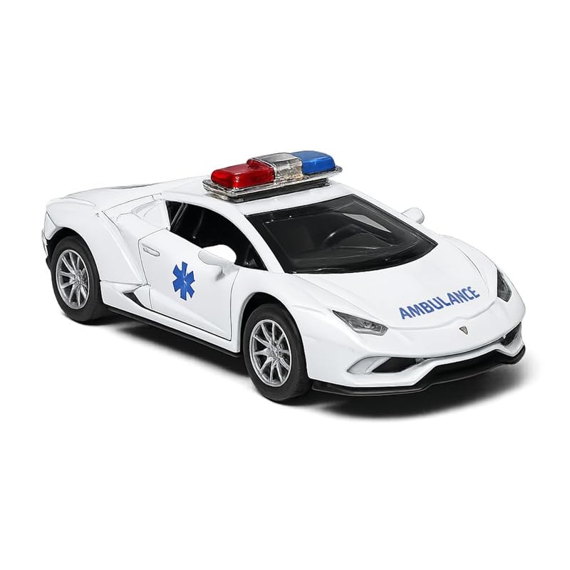 Image of Amisha Gift Gallery Diecast Ambulance Lamborghini Toy Car for Kids | 1:36 Scale Model, Metal, Pull Back, Sports Car, Boys