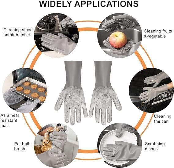 MECHDEL ·MECHDEL Gloves for Washing Dishes/Hand Gloves for Kitchen/Kitchen Gloves for Dishwashing/Dish Washing for Women/Cleaning/Rubber Scotch/Home Essentials Products/Silicone/cooking/Bathroom (Multicolor)| Made in India 7
