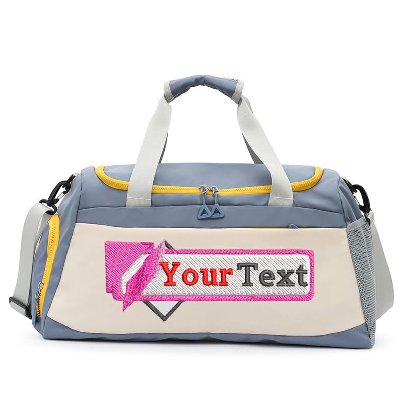 Custom Gym Bag for Women Men with Shoes Compartment Sports Duffle Bag Personal item travel Duffel Bags Tote Bag Small Carry on Weekender Overnight Bag Workout Dance Bag